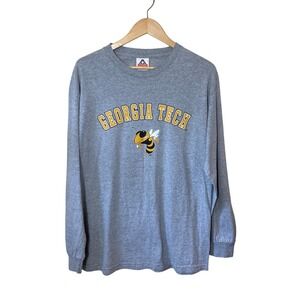 Alstyle Georgia Tech Yellow Jackets Long Sleeve T-Shirt Gray Mens Large Buzz